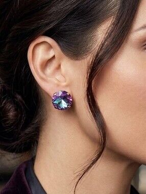 Garden Party Purple Oversized Stud Earrings NWT